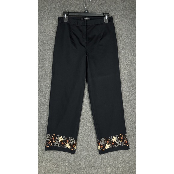 Geoffrey Beene Pants - Vintage Geoffrey Beene Sport Cropped Pants Floral Embroidered Woman's 4 Stretch